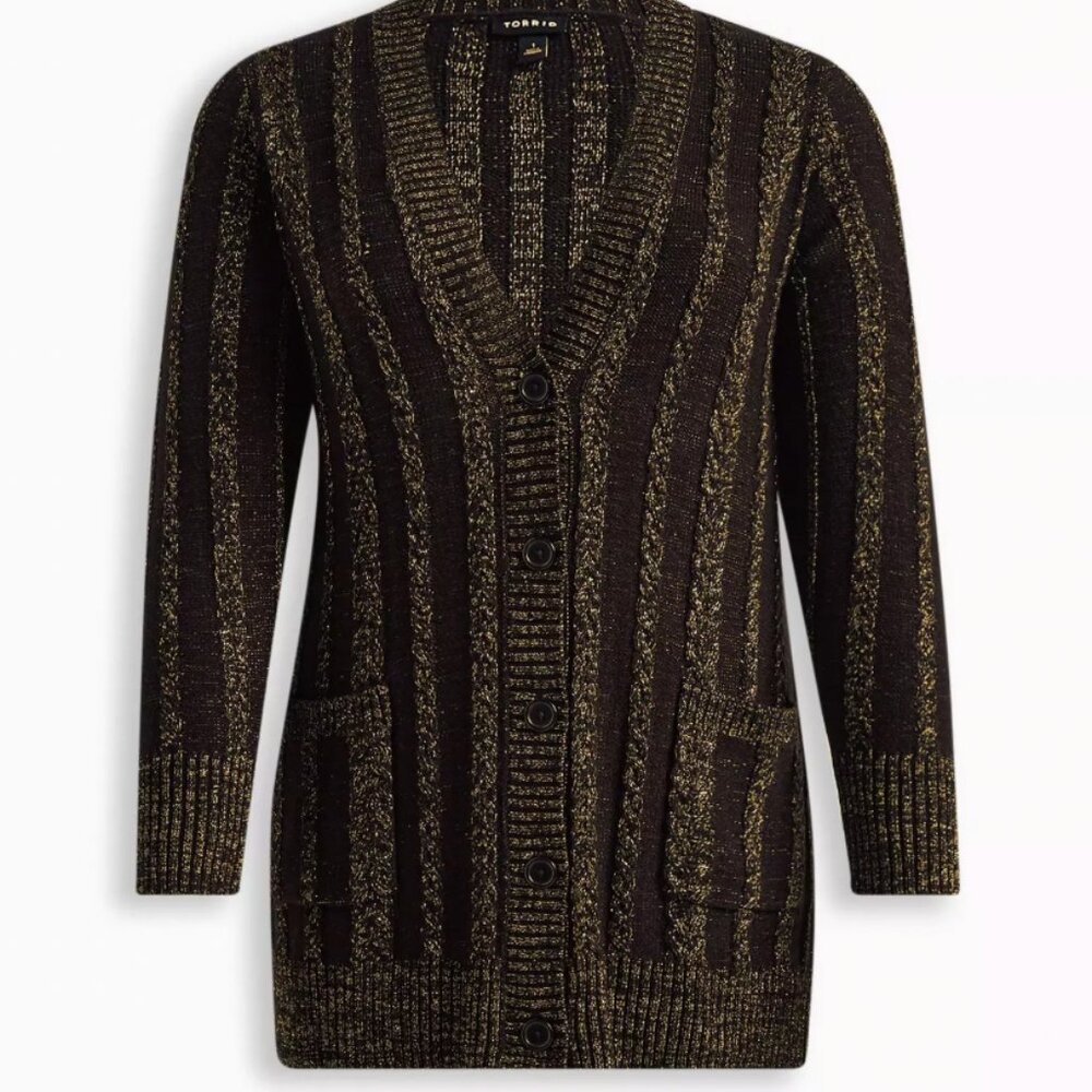 Torrid Black Cable Boyfriend Cardigan Sweater 4X